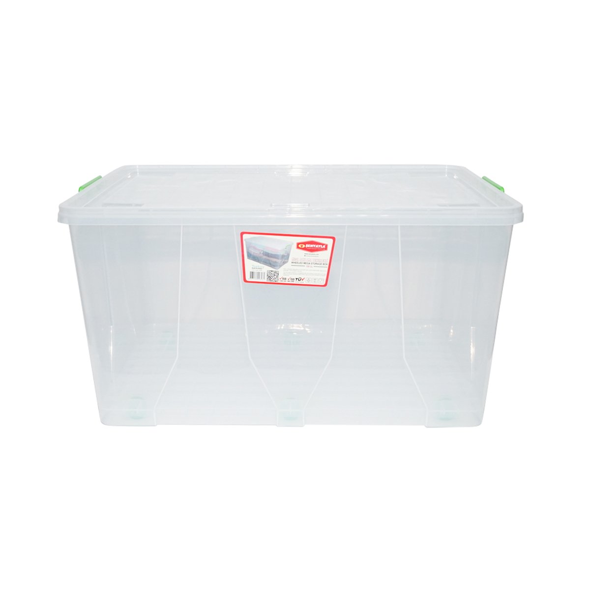 Cutie depozitare 120L cu capac si roti din plastic transparenta 800x515x420mm
